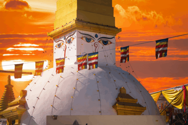 Katmandú Stupa + paisaje Katmandú Stupa + paisaje